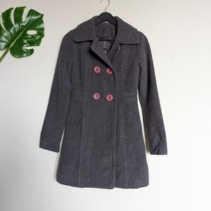 🔴 Gray wool button up coat size M